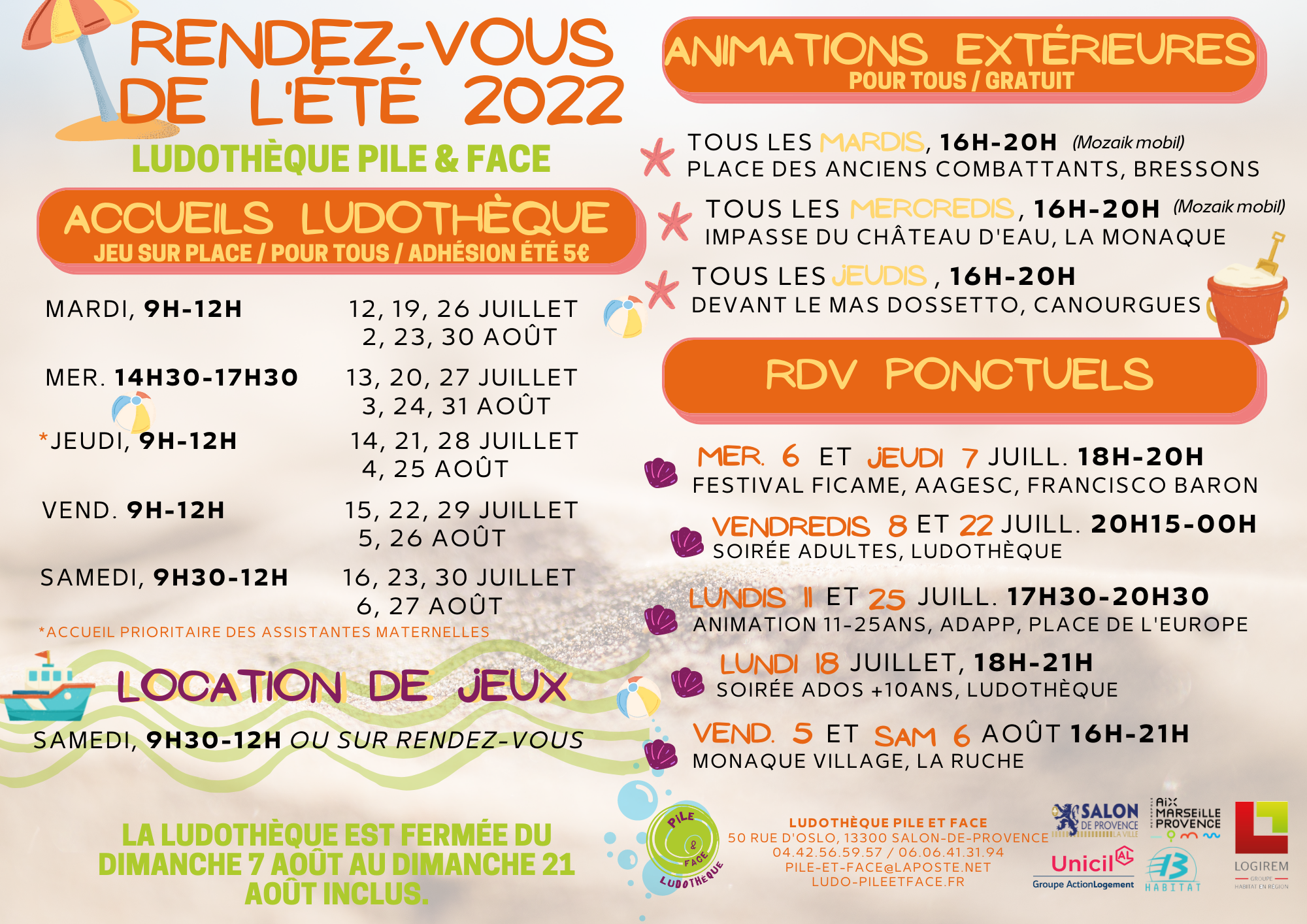 Programme été Ludothèque Pile & Face